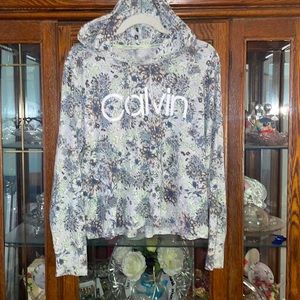 Performance top w hood, cotton & spandex, super comfy.